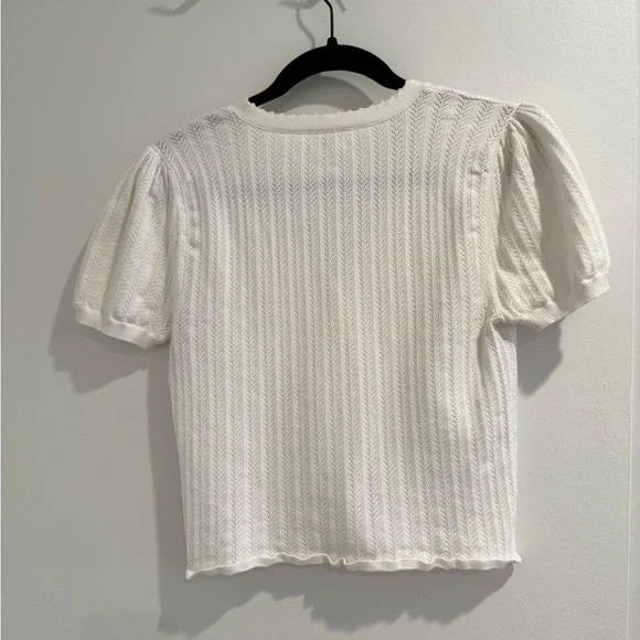 White Button-Up Knit Top - Picture 2 of 4